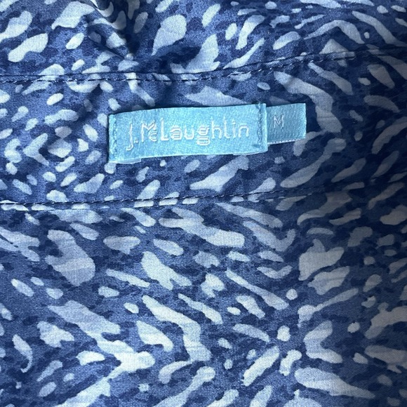 J. McLaughlin Arissa Shirt Dress Medium Navy Beatriz Print Curved Hem Collar - Picture 5 of 8